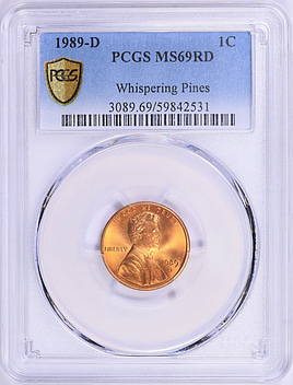 1989-D Lincoln Cent PCGS MS-69 RD (Whispering Pines Collection