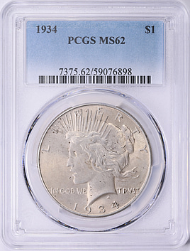 1934 Peace Silver Dollar PCGS MS-62 (Item 1929935