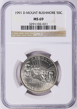 1991-D Mount Rushmore Golden Anniversary Clad Half Dollar NGC MS