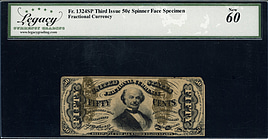 Fr. 1324spnmf Third Issue 50 Cent Fractional Currency Spinner Face