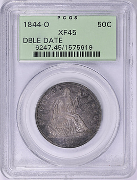 1844-O Seated Liberty Half Dollar Doubled Date PCGS XF-45 OGH