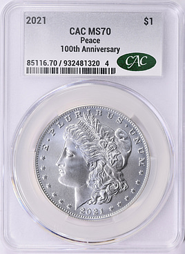 2021 Peace Silver Dollar 100th Anniversary CACG MS-70 (Item