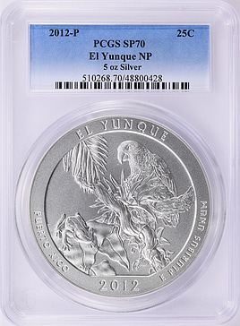 2012-P America the Beautiful 5 oz. Silver Quarter El Yunque NP