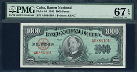 Cuba 1950 1,000 Pesos Banco Nacional de Cuba Note SCWPM-84 PMG