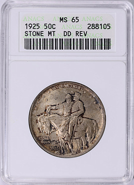 1925 Stone Mountain Memorial Half Dollar Doubled Die Reverse ANACS