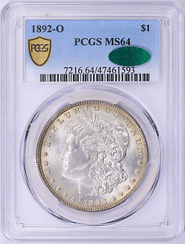 1892-O Morgan Silver Dollar PCGS MS-64 (CAC Green) (Item 1951298