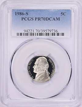 1986-S Jefferson Nickel PCGS Proof-70 DCAM (Item 1952472
