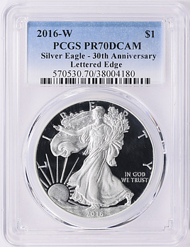 2016-W $1 Silver Eagle 30th Anniversary Lettered Edge PCGS Proof