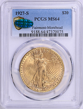1927-S Saint-Gaudens Gold Double Eagle PCGS MS-64 (CAC Green