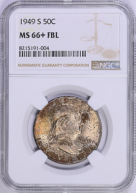 1949-S Franklin Half Dollar NGC MS-66+ FBL (Toned) (Item 1958608