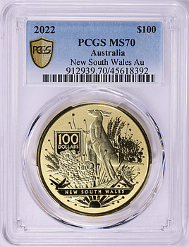 Australia 2022 Gold $100 New South Wales KM-4436 PCGS MS-70 (AGW