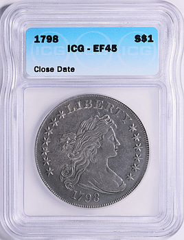 1798 Draped Bust Silver Dollar Close Date ICG XF-45 (Item 1960612