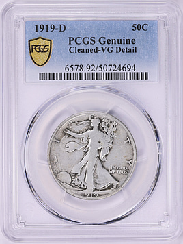 1919-D Walking Liberty Half Dollar PCGS Genuine VG Details (Item