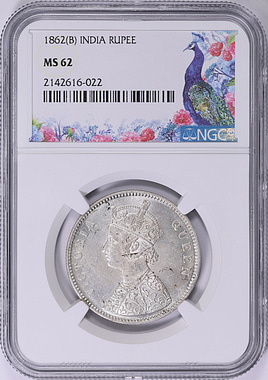 ビカニール MS62 ルピー 銀貨 india rupee インド NGC 1862 (M) British India Queen Victoria 1 Rupee Silver Coin NGC MINT