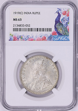 India 1919-(C) Silver Rupee KM-524 NGC MS-63 (Item 1968964