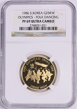 Korea 1986 Gold 25,000 Won Seoul Olympics Folk Dancing KM-58 NGC