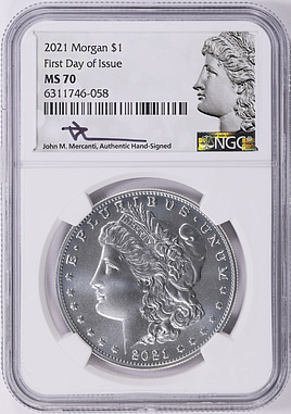 2021 Morgan Silver Dollar 100th Anniversary First Day of Issue NGC