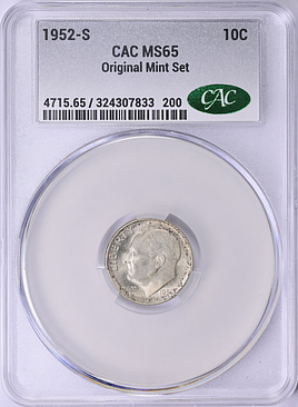 1952-S Roosevelt Dime CACG MS-65 (Toned) (Item 1980030