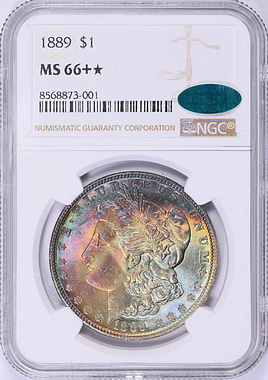 1889 Morgan Silver Dollar NGC MS-66+ ☆ (CAC Green) (Toned) (Item