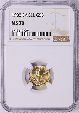 1988 $5 Tenth-Ounce Gold American Eagle NGC MS-70 (Item 1986527