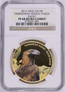 Niue 2012 Colorized Gold $100 Tasmanian Wedge-Tailed Eagle KM-737