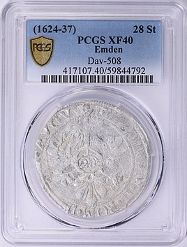 Germany - Emden ND (1624-37) Silver 28 Stüber (2/3 Thaler - Gulden