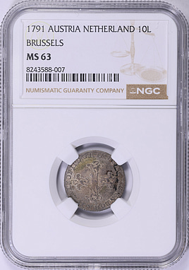 Austrian - Netherlands 1791 10 Liards (10 Oorden) Brussels Mint KM