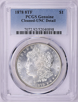 1878 Morgan Silver Dollar 8 Tailfeathers PCGS Genuine Unc Details