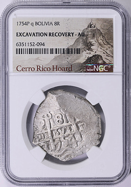 Bolivia 1754-P q Silver 8 Reales KM-40 NGC Excavation Recovery AU