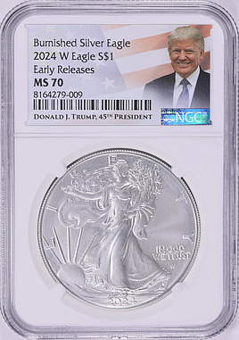 2024-W $1 Silver Eagle Burnished Early Releases NGC MS-70 (Donald