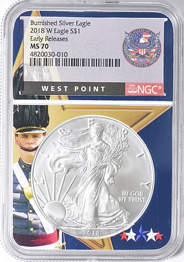 2018-W $1 Silver Eagle Burnished Early Releases NGC MS-70 (West