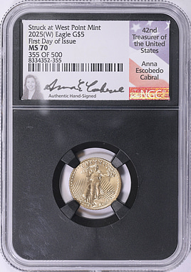 2025-(W) $5 Tenth-Ounce Gold American Eagle First Day of Issue NGC