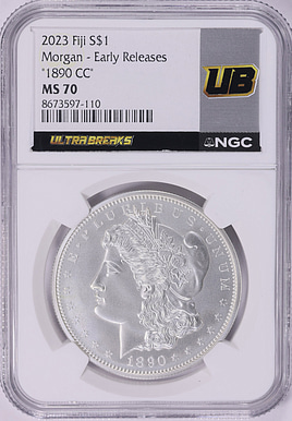 Fiji 2023 Silver Dollar 1890-CC Morgan Early Releases NGC MS-70