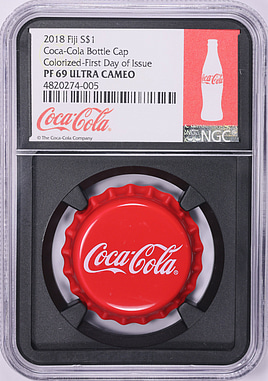 Fiji 2018 Colorized Silver Dollar Coca-Cola Bottle Cap KM-705
