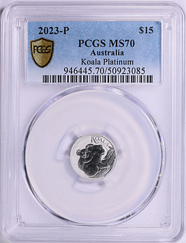 Australia 2023-P Platinum $15 Koala PCGS MS-70 (APtW = 0.10 oz