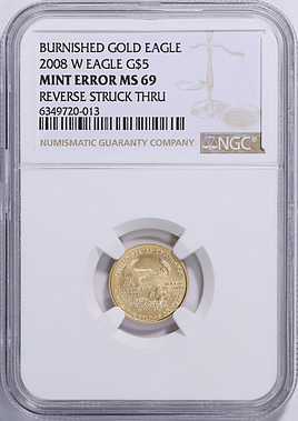 Mint Error 2008-W $5 Tenth-Ounce Gold American Eagle Burnished