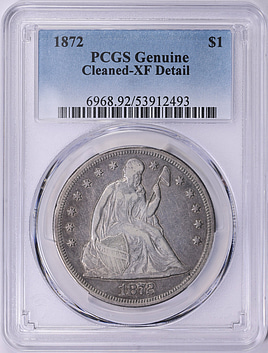 1872 Seated Liberty Silver Dollar PCGS Genuine XF Details (Item