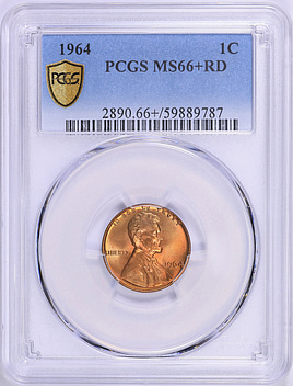 1964 Lincoln Cent PCGS MS-66+ RD (Toned) (Item 2001740