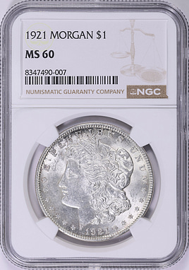 G6123 sv900 銀 アメリカ記念銀貨 6枚 セット 1921年 1921 Morgan Silver Dollar NGC MS-60 (Item 2001928