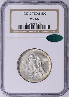 1937-D Texas Centennial Half Dollar NGC MS-66 (CAC Green) (Item