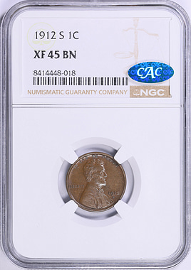 1912-S Lincoln Cent NGC XF-45 BN (CAC Green) (Item 2003284