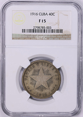 Cuba 1916 Silver 40 Centavos KM-14.3 NGC F-15 (Item 2003660
