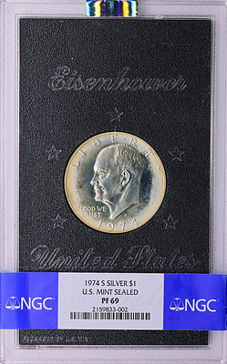 1974年フランス リヴル・ド・ケルズ　超大型銀メダル NGC高鑑定 1974-S Eisenhower Dollar Silver NGC Proof-69 (US Mint Sealed