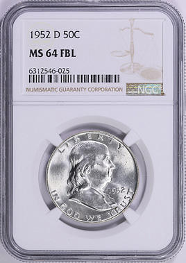 1952-D Franklin Half Dollar NGC MS-64 FBL (Item 2005154