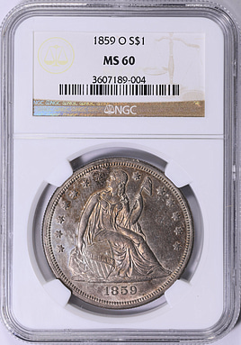 1859-O Seated Liberty Silver Dollar NGC MS-60 (Item 2005576