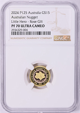 Australia 2024-P125 Rose Gilt Gold $15 Nugget Little Hero NGC