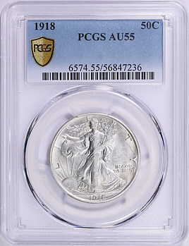 1918 Walking Liberty Half Dollar PCGS AU-55 (Item 2009467