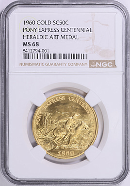1960 Gold Pony Express Centennial So-Called 50 Cents Heraldic Art 1960 Gold Pony Express Centennial So-Called 50 Cents Heraldic Art