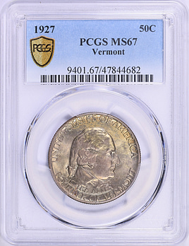 1927 Vermont Sesquicentennial Half Dollar PCGS MS-67 (Toned) (Item