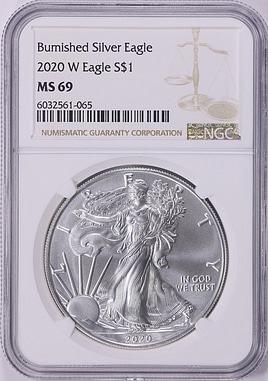 2020-W $1 Silver Eagle Burnished NGC MS-69 (Item 2013706